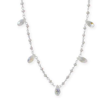 16"+2" Swarovski Crystal and Cultured Freshwater Pearl Necklace