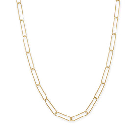 21" 14 Karat Gold Plated Paperclip Chain Necklace