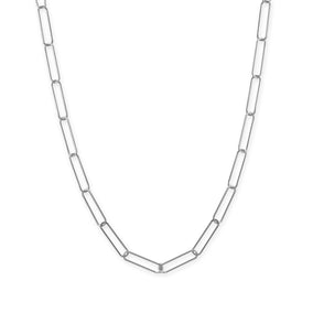 21" Rhodium Plated Paperclip Chain Necklace