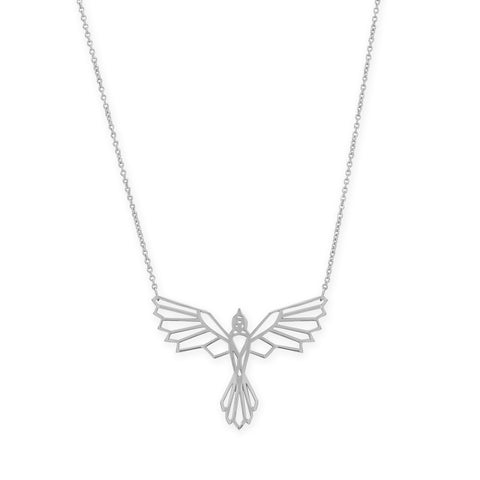 20" + 2" Origami Inspired Bird Necklace