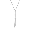 26" + 2" Rhodium Plated Long CZ Drop Lariat Necklace