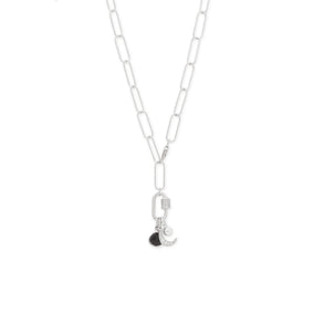 Rhodium Plated Pear Black Onyx Charm