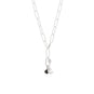 Rhodium Plated Pear Black Onyx Charm
