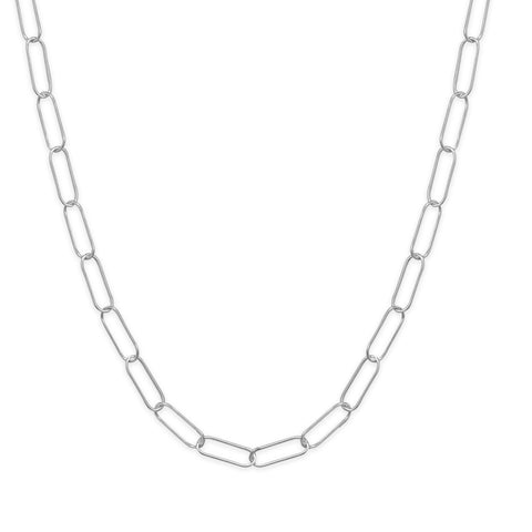 18" Rhodium Plated Paperclip Necklace