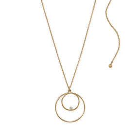 Adjustable 22" 14/20 Gold Filled Double Circle with CZ Necklace