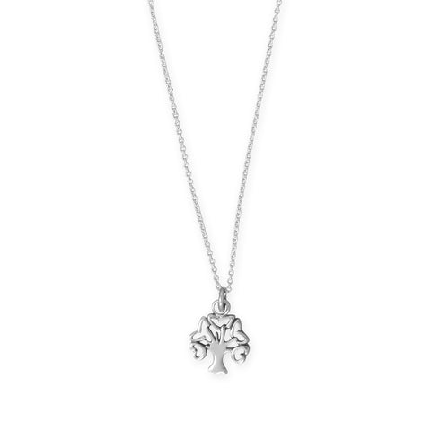 18" Oxidized Tree with Heart Leaves Necklace