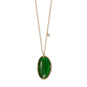 17.5" + 2" 14 Karat Gold Plated Green Glass and CZ Necklace