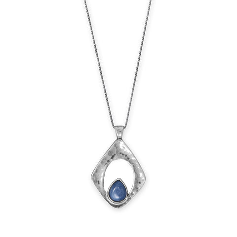 18" Oxidized Pendant with Kyanite Necklace