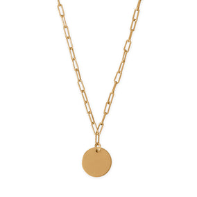 16" + 2" 14 Karat Gold Plated Engravable Disk Neckalce