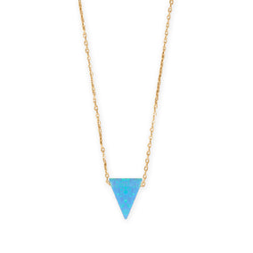16" + 2" 14 Karat Gold Plated Synthetic Opal Triangle Necklace