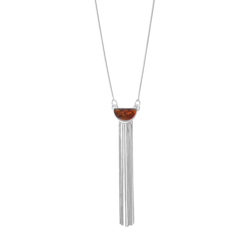 Snake Chain Fringe Baltic Amber Necklace