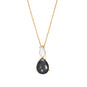 16" + 2" 14 Karat Gold Plated Mother of Pearl and Hematite Necklace