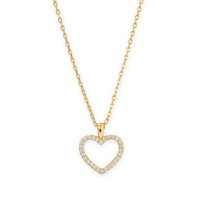 16" + 2" 14 Karat Gold Plated CZ Heart Necklace