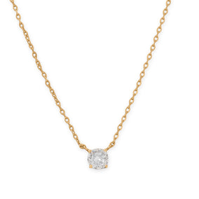 15" + 2" 14 Karat Gold Plated 5mm CZ Necklace