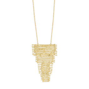 32" 14 Karat Gold Plated Stacked Bar Drop Necklace