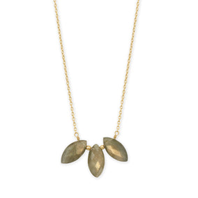 16" + 1" + 1" 14 Karat Gold Plated Marquise Labradorite Necklace