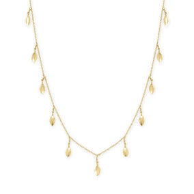 26" + 1" + 1" 14 Karat Gold Plated Dancing Leaf Necklace