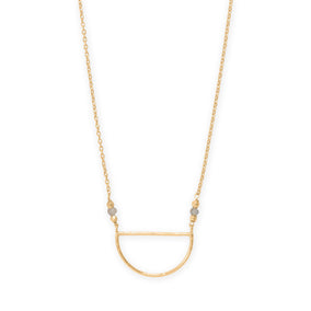 16" + 1" + 1" 14 Karat Gold Plated Semi Circle and Labradorite Necklace