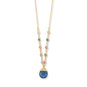 16" + 2" 14 Karat Gold Plated Blue Glass Drop Necklace