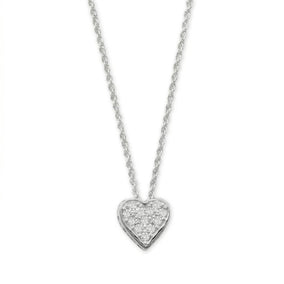 16" + 2" Pave CZ Heart "MOM" Necklace
