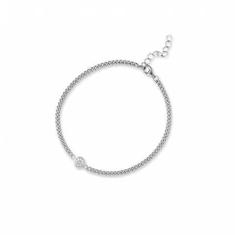 6.5" + 1" Rhodium Plated Bezel CZ Curb Chain Bracelet