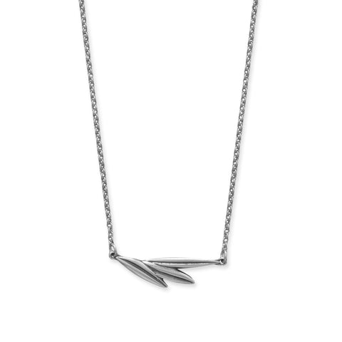 17" + 2" Oxidized Rosemary Sprig Necklace