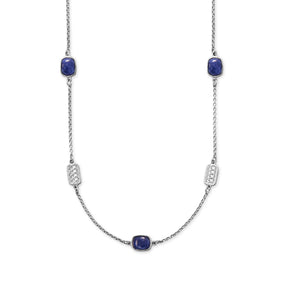 16" + 2" Sodalite and Woven Design Accent Necklace