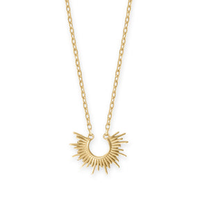 16" + 2" 14 Karat Gold Plated Mini Sunburst Necklace