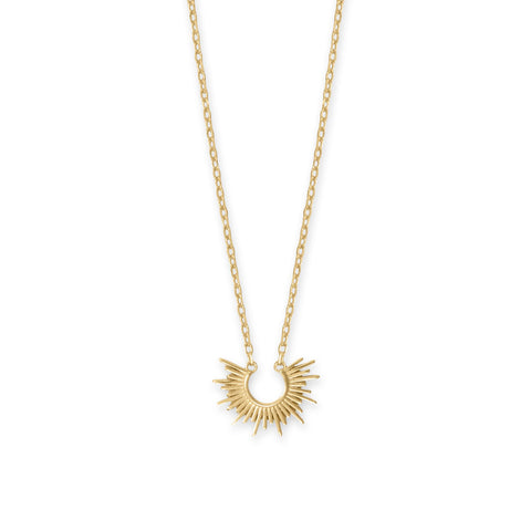 16" + 2" 14 Karat Gold Plated Mini Sunburst Necklace