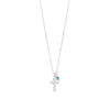 16" Birthstone and Cross Charm Necklace