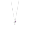 16" Birthstone and Cross Charm Necklace