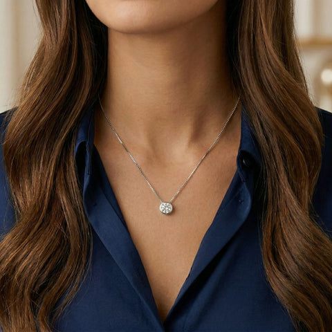 7mm Bezel Set CZ Floating Slide Necklace