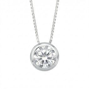 7mm Bezel Set CZ Floating Slide Necklace