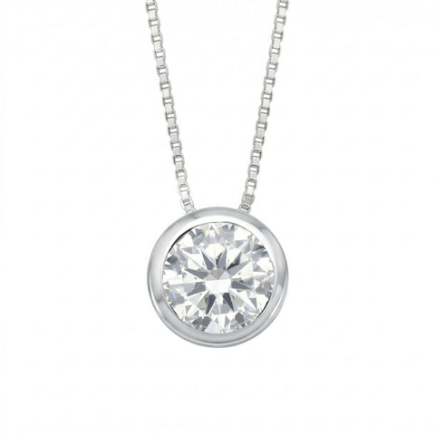7mm Bezel Set CZ Floating Slide Necklace