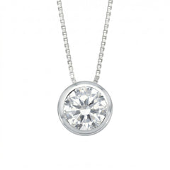 7mm Bezel Set CZ Floating Slide Necklace