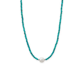 17.5" Turquoise and Cultured Freshwater Coin Pearl Necklace