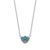16" + 2" Rhodium Plated Oxidized Fan with Imitation Turquoise Necklace