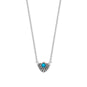 16" + 2" Rhodium Plated Oxidized Fan with Imitation Turquoise Necklace