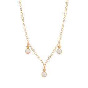 15" + 2.25" 14/20 Gold Filled White Opal Charm Necklace