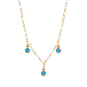 15" + 2.25" 14/20 Gold Filled Blue Opal Charm Necklace