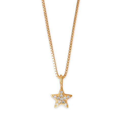 16" 14 Karat Gold Plated Diamond Studded Star Necklace