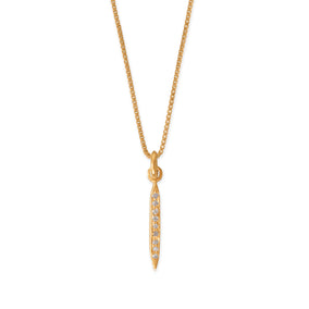 16" Small 14 Karat Gold Plated Diamond Studded Spike Necklace