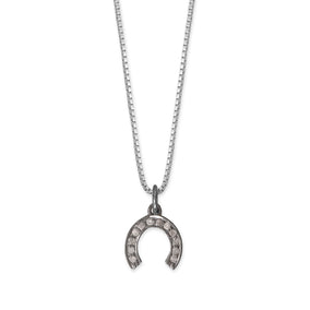 18" Black Rhodium Plated Diamond Studded Horseshoe Necklace