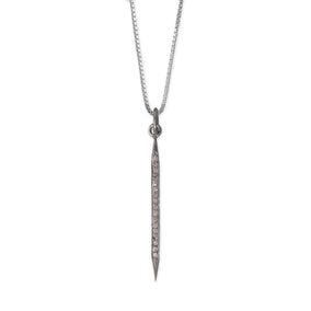18" Large Black Rhodium Plated Diamond Studded Spike Necklace