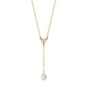 16" + 2" 14/20 Gold Filled CZ and Pearl Y Drop Necklace