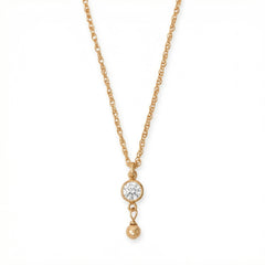 14/20 Gold Filled 4mm Lab Grown Diamond and Bead Drop Necklace