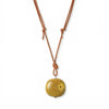 Adjustable 30" Tan Leather and Ceramic Bead Necklace
