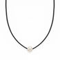 16" Black Leather and Floating Cultured Freshwater Pearl Necklace