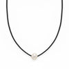 16" Black Leather and Floating Cultured Freshwater Pearl Necklace