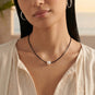 16" Black Leather and Floating Cultured Freshwater Pearl Necklace